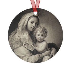 Madonna and Child Christmas Ornament, Catholic Religious Gift, Stocking Stuffer, Virgin Mary, Christ Child, Baby Jesus, Tree Decoration