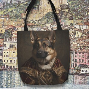 Cute German Shepherd Tote Bag For Renaissance Art Lovers, Renaissance German Shepherd Carryall Book Bag, German Shepherd Dog Lover Gift