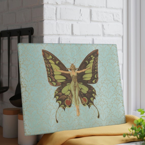 Fairy Butterfly 1920 Flapper Glass Cutting Board Fairycore 