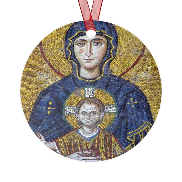 Madonna and Child Christmas Ornament, Catholic Religious Gift, Stocking Stuffer, Virgin Mary, Baby Jesus, Byzantine Mosaic, Hagia Sophia