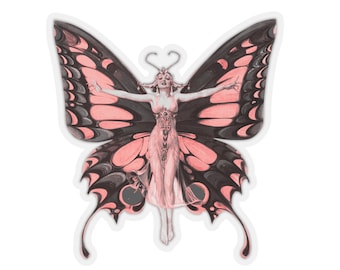 Orange Fairy Butterfly Flapper Sticker, 1920's Life Magazine Decal