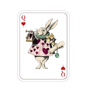 White Rabbit Sticker, Queen of Hearts Sticker, Alice in Wonderland Sticker, White Rabbit Clock, White Rabbit Horn Sticker, Playing Cards