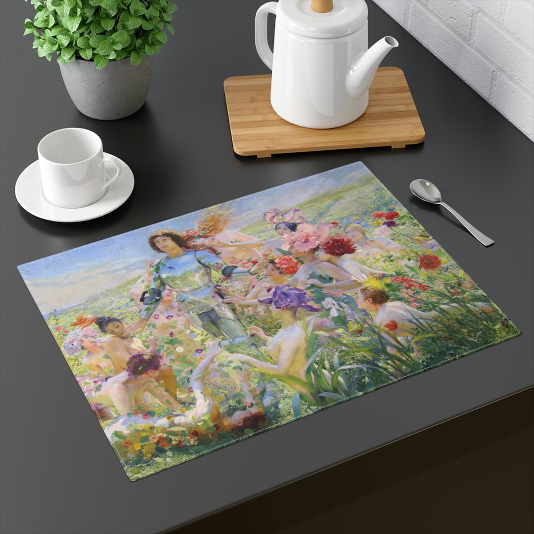 Art Nouveau Placemats , Knight of the Flowers Placemats, Aesthetic Mats