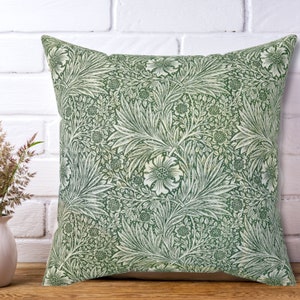 William Morris Marigold Pillow: Cottagecore Floral Botanical Design