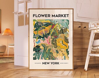 Flower Market / New York / Mid Century Modern / Botanical Poster / New Yorker / Home Decor Minimalist Poster / Wall Decor / Wall Art  HM06