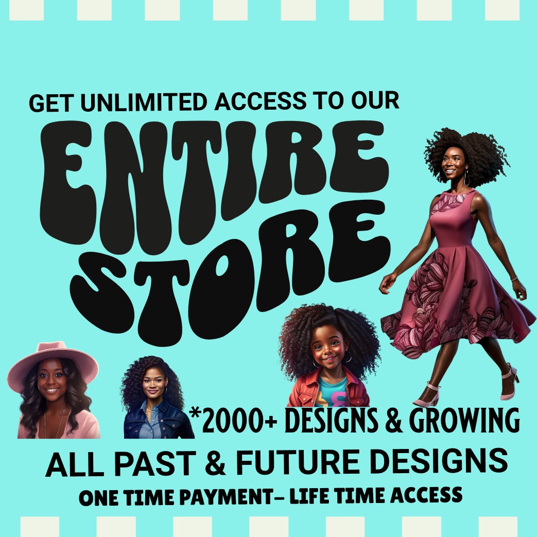 WHOLE ETSY Shop, Black Girl Clipart, African American Chibi Art