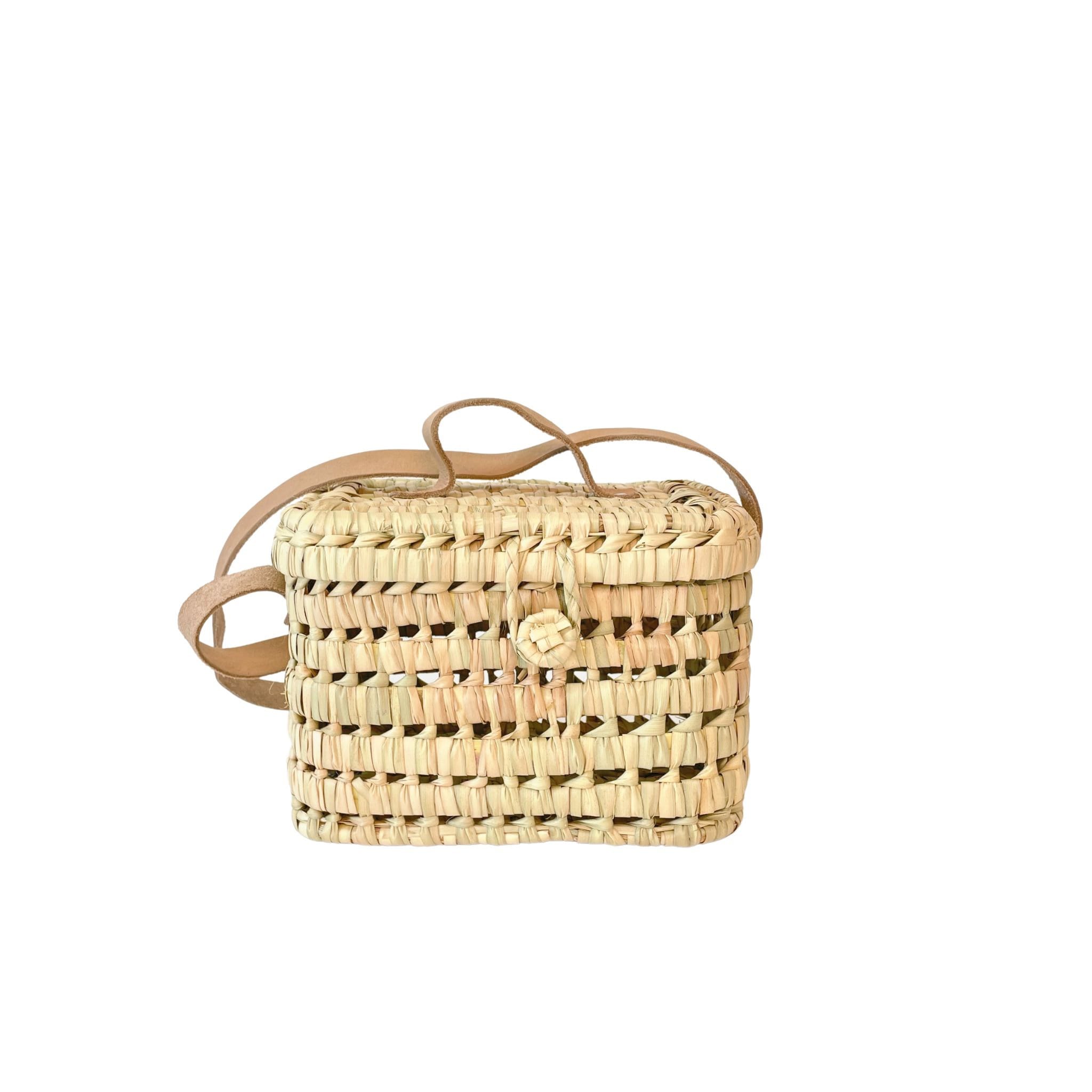 Woven Leather Basket Brown Bottega Conticelli