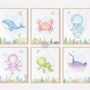 Unter dem Meer Druck, Kinderzimmer Poster, Meer, Drucke, Kinder Poster Set, Meer, Spielzimmer Dekor, DIGITALER DOWNLOAD