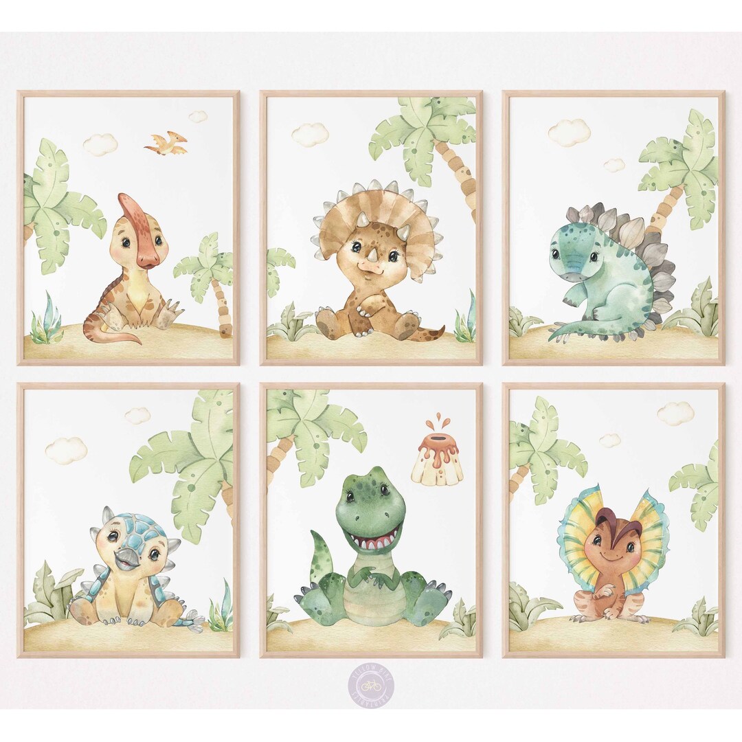 Dinosaur Nursery Prints, Boys Room Decor, Neutral Dinosaur Prints ...