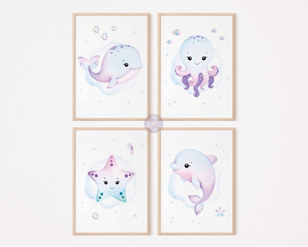 Under the Sea Prints, Cute Ocean Animals, Nautical Undersea Posters ...