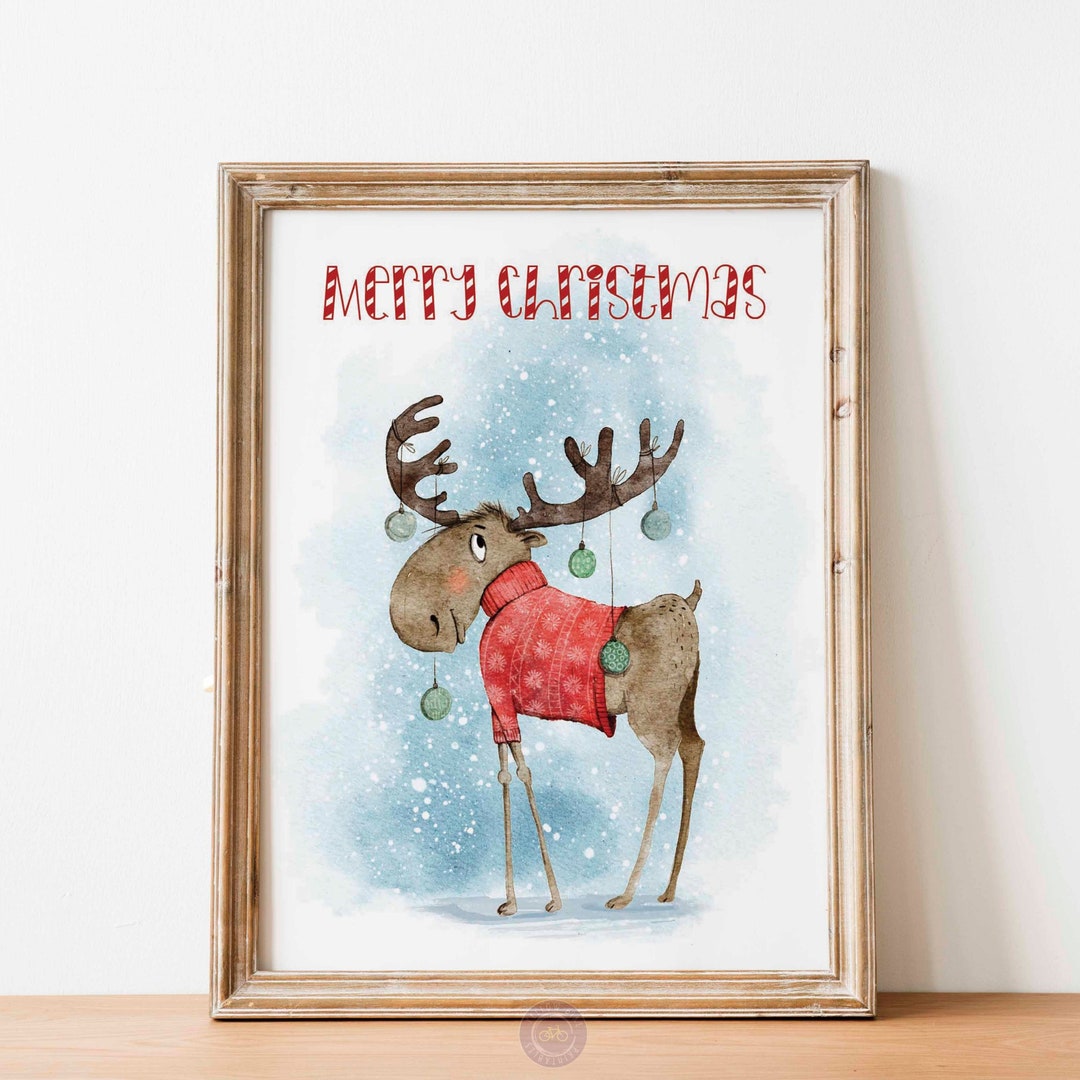 Christmas Moose Wall Art Christmas Moose Decor Moose Etsy UK Christmas Moose Decor