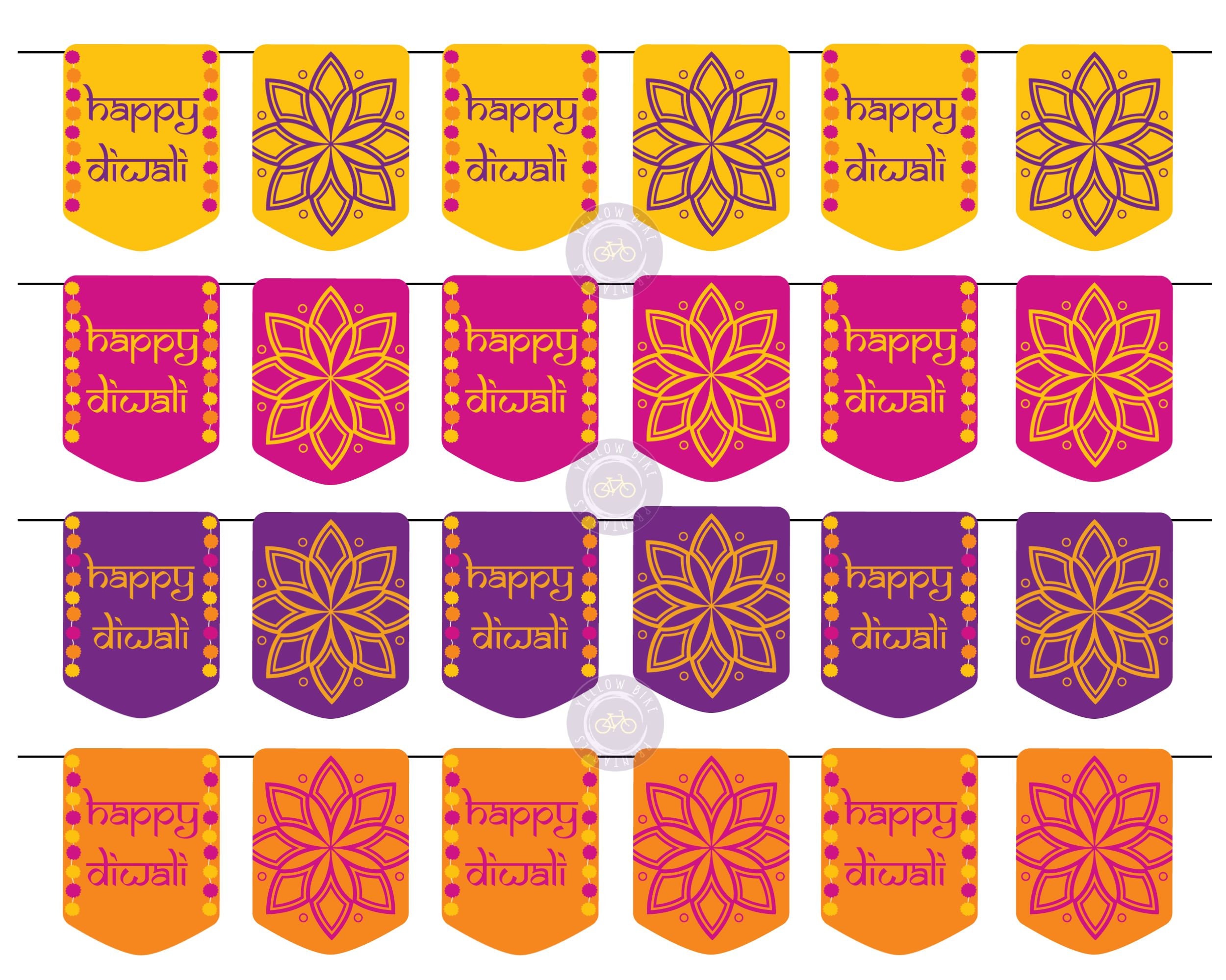 Printable Happy Diwali Banner, Printable Diwali Decorations, Diwali