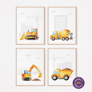 Construction Vehicle Decor, Construction truck prints , Construction Nursery decor, Truck Wall Art, Nursery Truck Prints, Vehicle Prints,