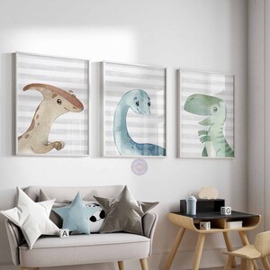 Dinosaurs Prints, Neutral Dino Print, Nursery Decor, Baby Boy Room Poster, Printable Wall Art, Dinosaur Nursery Decor, Digital Download