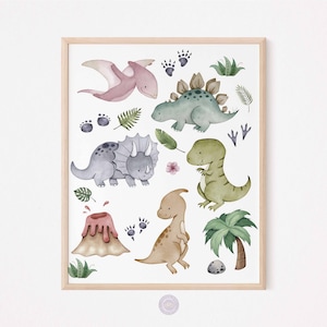 Dino Print, Neutral Dino Wall Art, Dinosaur Print, Dinosaur Nursery Decor, Baby Boy Room Poster, Nursery Dinosaur Wall Art, Digital Download