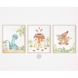Set of 3 Dinosaur Prints, Dino Prints, Dinosaur Posters, Neutral Dinosaur Nursery Printable, Baby Boy Room Decor,  Digital Download