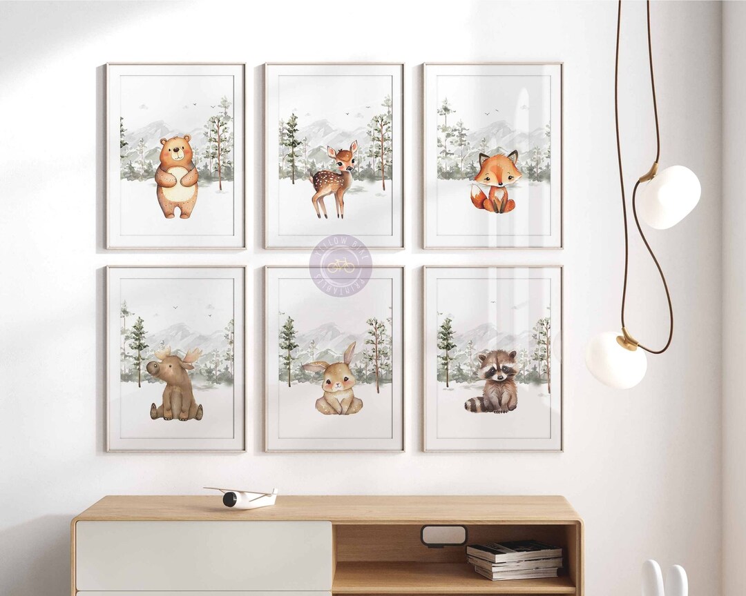 Woodland Nursery Decor, Forest Animals Baby Nursery Wall Art, Woodland ...
