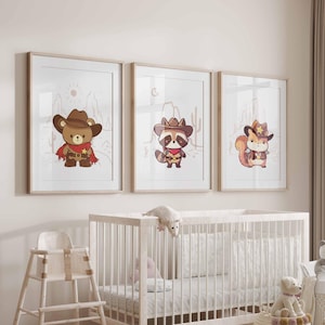 Western Cowboy Nursery Prints, Cowboy Nursery Decor, Southern Desert Watercolor Art, Boy Room Decor, Boy Bedroom Posters, Instant Download