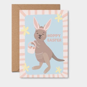 CARTE DE VOEUX DE PÂQUES | Pâques houblonnée, lapin de Pâques kangourou, Pâques australiennes, ufs de Pâques, cadeau de Pâques, joli cadeau de Pâques