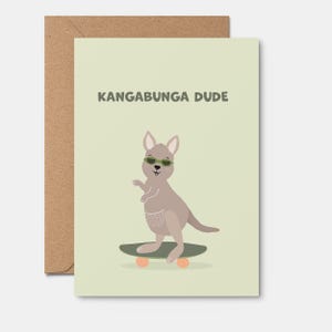 CARTE DE VOEUX | Mec Kangabunga | Kangourou patineur | Carte vierge | carte d'anniversaire | Carte cool | Carte pliée, enveloppe kraft incluse