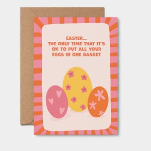 Punny Osterkarte / Eier in einem Korb Zitat / Ostereier / Süße Osterkarte / Blumen