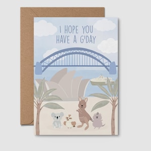 CARTE DE VOEUX | J'espère que vous passez un bon week-end | Carte vierge | Carte d'anniversaire, kangourou, quokka, koala, port de Sydney, Australiana, carte australienne
