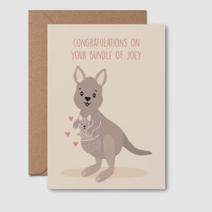 CARTE DE VOEUX | Félicitations pour votre lot de Joey | Carte de fête de naissance | carte nouveau-né | Nouveaux parents | Kangourou | Fabriqué en Australie
