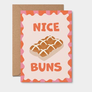 Tarjeta de Pascua divertida / Bollos bonitos / Bollos de Pascua, tarjeta atrevida, moderna, regalo de Pascua, adorable tarjeta con un juego de palabras, tarjeta de Pascua para pareja, tarjeta de amor