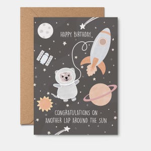 TARJETA DE CUMPLEAÑOS: Otra vuelta alrededor del sol / Feliz cumpleaños / Tarjeta linda / Tarjeta de cumpleaños para niños / Tarjetas de felicitación hechas en Australia / Espacio exterior