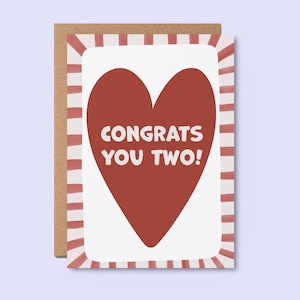 CARTE DE VOEUX | Félicitations à vous deux | Carte de félicitations | Carte de mariage | de fiançailles | Carte de mariage | Carte d'amour simple | Coeur