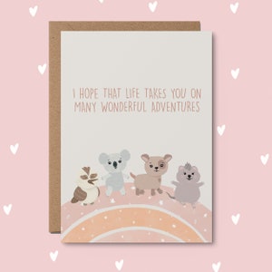 Wonderful Adventures // sweet card for baby shower, newborn, birthday // australian animals, sweet quote
