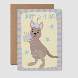 JOLIE CARTE D'ANNIVERSAIRE | Joyeux anniversaire ! | Kangourou avec gâteau d'anniversaire, joyeux anniversaire, carte d'anniversaire amusante, Australiana, voeux d'anniversaire