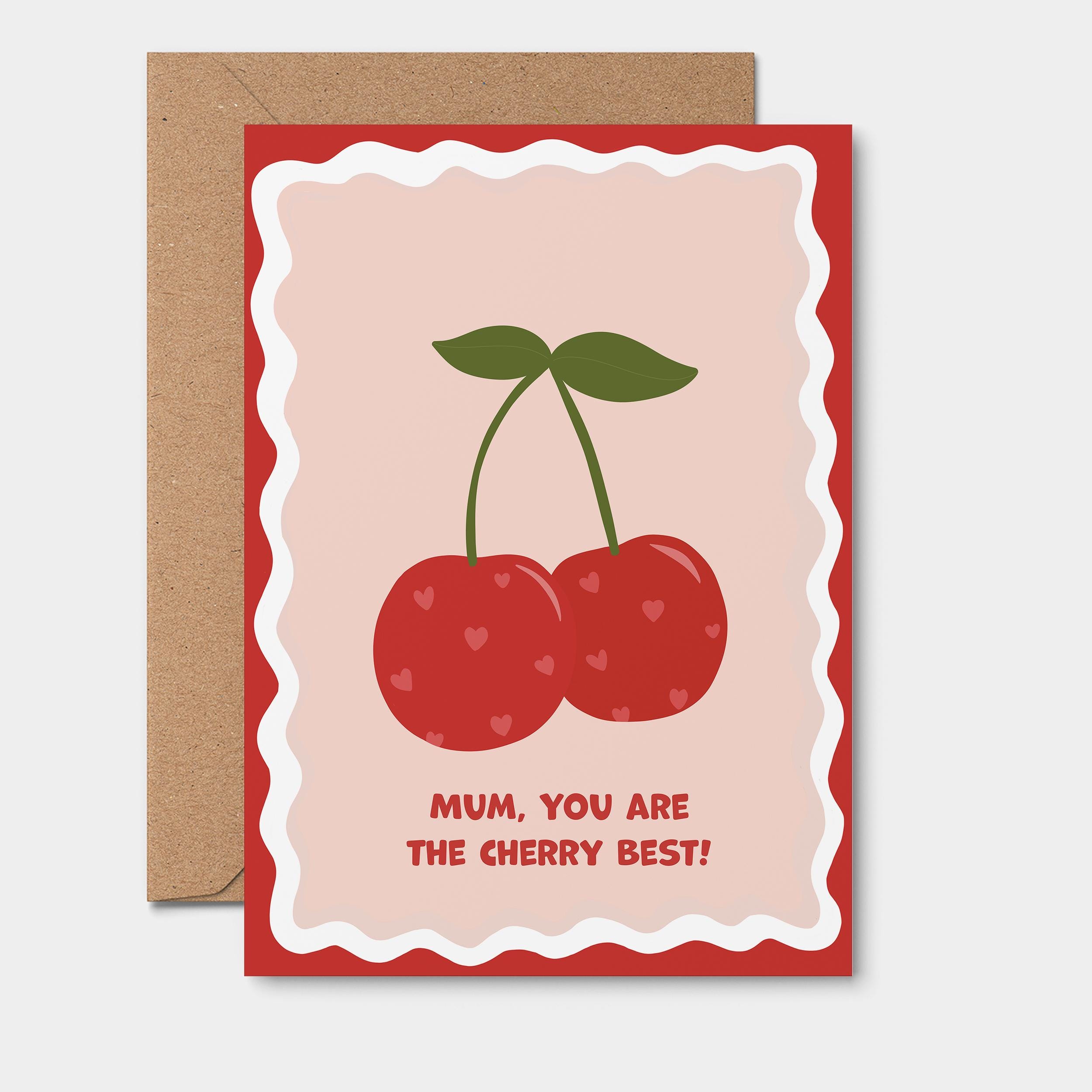Mum Cherry Pun Grußkarte: Muttertag Geburtstagskarte