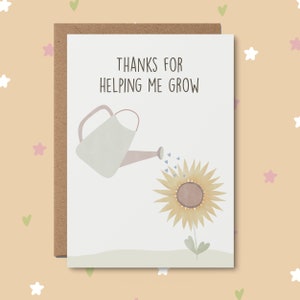 CARTE DE REMERCIEMENT | Merci de m'avoir aidé à grandir, carte d'appréciation de l'enseignant, carte de remerciement, mot de remerciement, carte de gratitude