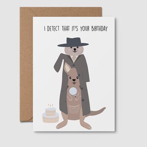 CARTE D'ANNIVERSAIRE DRLE | Je détecte que c'est votre anniversaire | Kangourou | Quokka | Carte vierge | Cadeau d'anniversaire pour enfants | Joyeux anniversaire