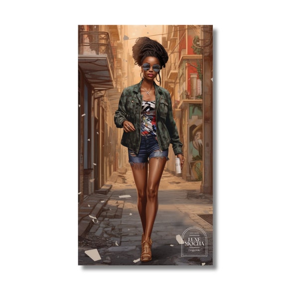 Urban Street Vibe African American Digital Wall Art | Instant Download | Black Woman Digital Illustration | Black Wall Art | Street Art