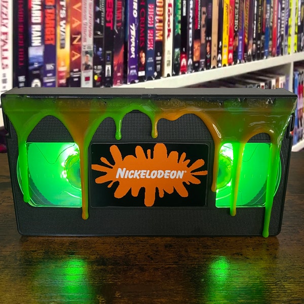 Nickelodeon w/ Green and Orange Slime drips VHS Lamp + Remote