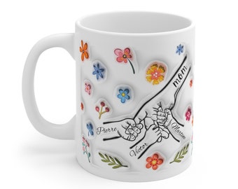 Mug avec prénoms d'enfants, Mug avec prénom personnalisé, Mug avec texte personnalisé, Mug à café pour maman, Mug cadeau pour la fête des Mères, Mug à café personnalisé, Mug personnalisé pour enfants.