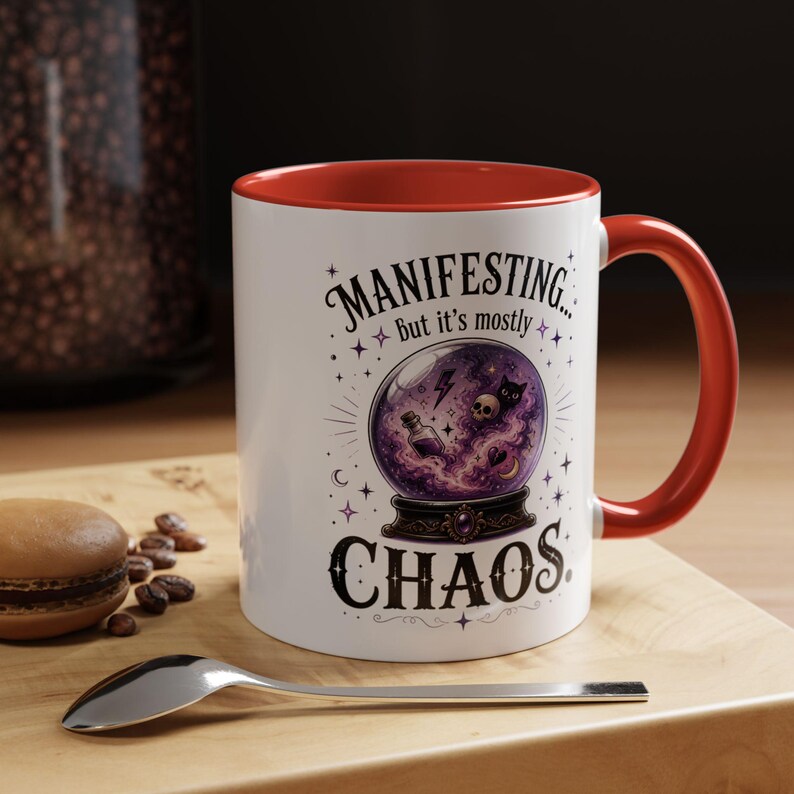 Manifesting Chaos Mug, Witchy Humor Coffee Mug, Crystal Ball Mug, Funny Witch Gift, Spiritual Humor Cup, 11oz, 15oz, 20oz image 8