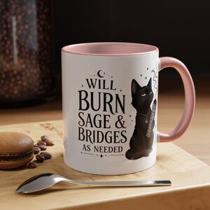 Mug Brûler de la sauge et des ponts au besoin, Mug à café chat noir sorcière, cadeau sorcière drôle, tasse humour gothique, tasse esthétique sorcière 11 oz 15 oz 20 oz image 10