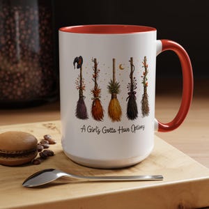 Taza divertida de bruja, Una chica debe tener opciones, Taza de bruja para ella, Taza con estética de bruja adorable, Regalo para la mejor amiga, Estilo Halloween 11 oz 15 oz 20 oz Red