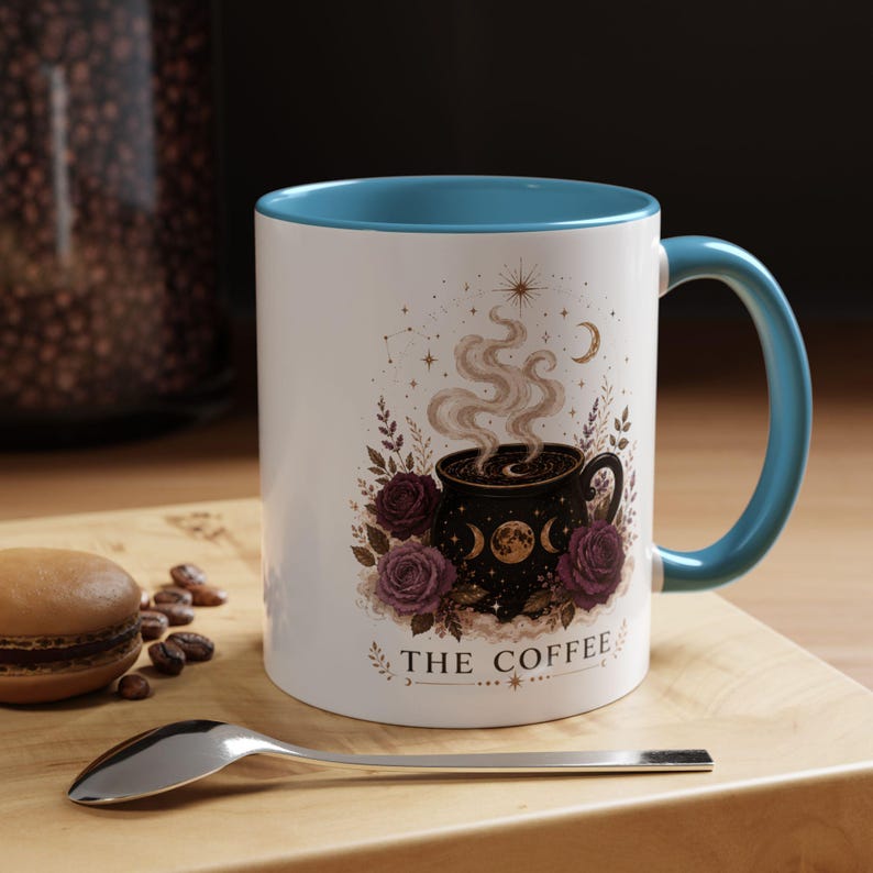De koffiemok, heksenkoffiemok, mok met hemelse ketel, gotisch cadeau voor koffieliefhebbers, mok met maanfase, wolkenmagiër, 11oz, 15oz, 20oz afbeelding 12