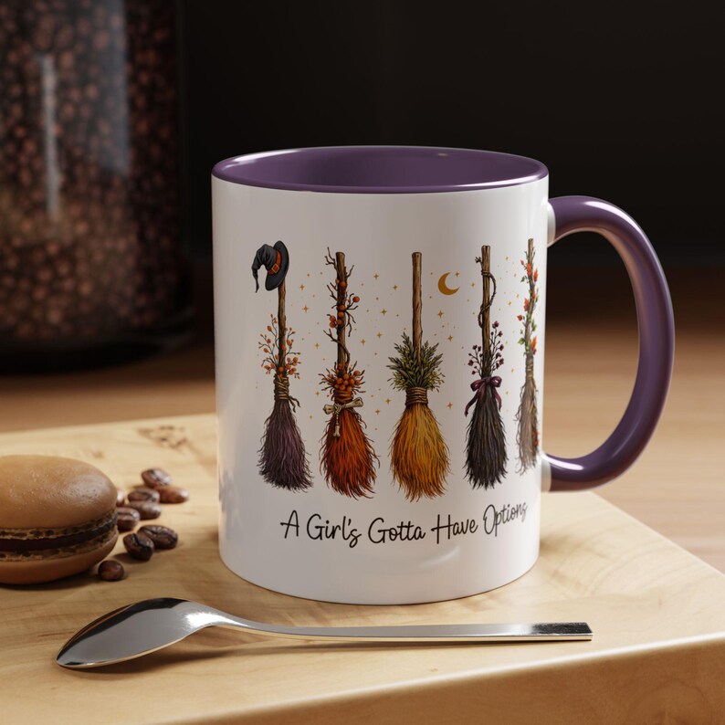 Taza divertida de bruja, Una chica debe tener opciones, Taza de bruja para ella, Taza con estética de bruja adorable, Regalo para la mejor amiga, Estilo Halloween 11 oz 15 oz 20 oz imagen 12