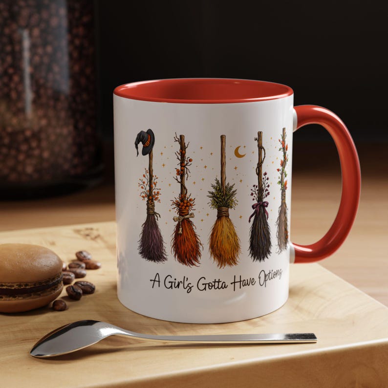 Taza divertida de bruja, Una chica debe tener opciones, Taza de bruja para ella, Taza con estética de bruja adorable, Regalo para la mejor amiga, Estilo Halloween 11 oz 15 oz 20 oz imagen 8