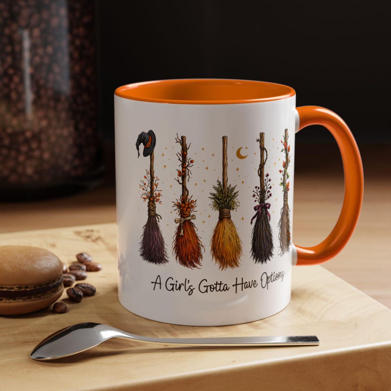 Taza divertida de bruja, Una chica debe tener opciones, Taza de bruja para ella, Taza con estética de bruja adorable, Regalo para la mejor amiga, Estilo Halloween 11 oz 15 oz 20 oz imagen 16