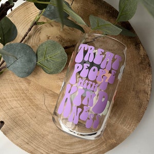 Harry Styles Treat People With Kindness Beer Can Glass | Libbey Cup 16oz | Iced Coffee Smoothie Glass