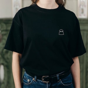 Little Ghost Tee in Black / Screen printed Spooky Ghost T-shirt