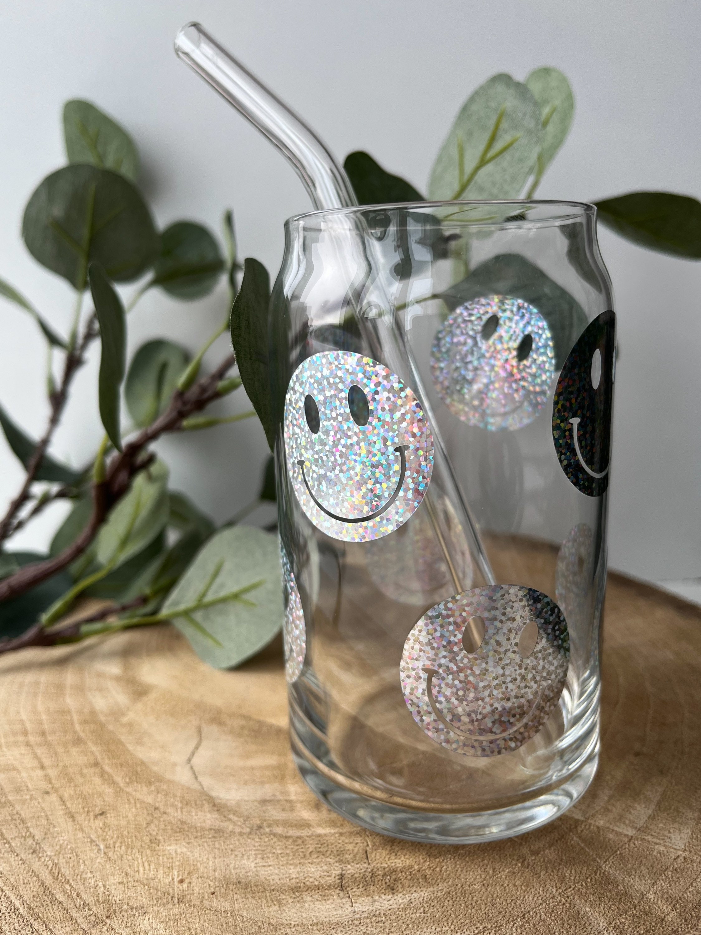 Smiley Face Beer Can Glass | Happy Libbey Cup 16oz | Iced Coffee ...