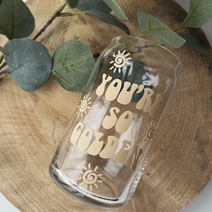 Harry Styles You’re So Golden Beer Can Glass | Libbey Cup 16oz | Iced Coffee Smoothie Glass
