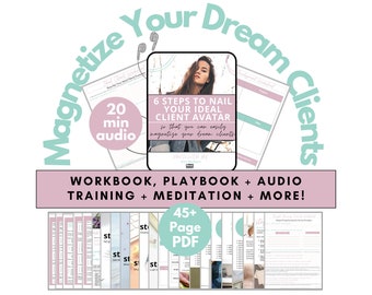 Ideal Client Avatar Profile Worksheet + Template | Easily find, connect, magnetize dream clients | 6 Easy Steps Target Market Workbook Guide